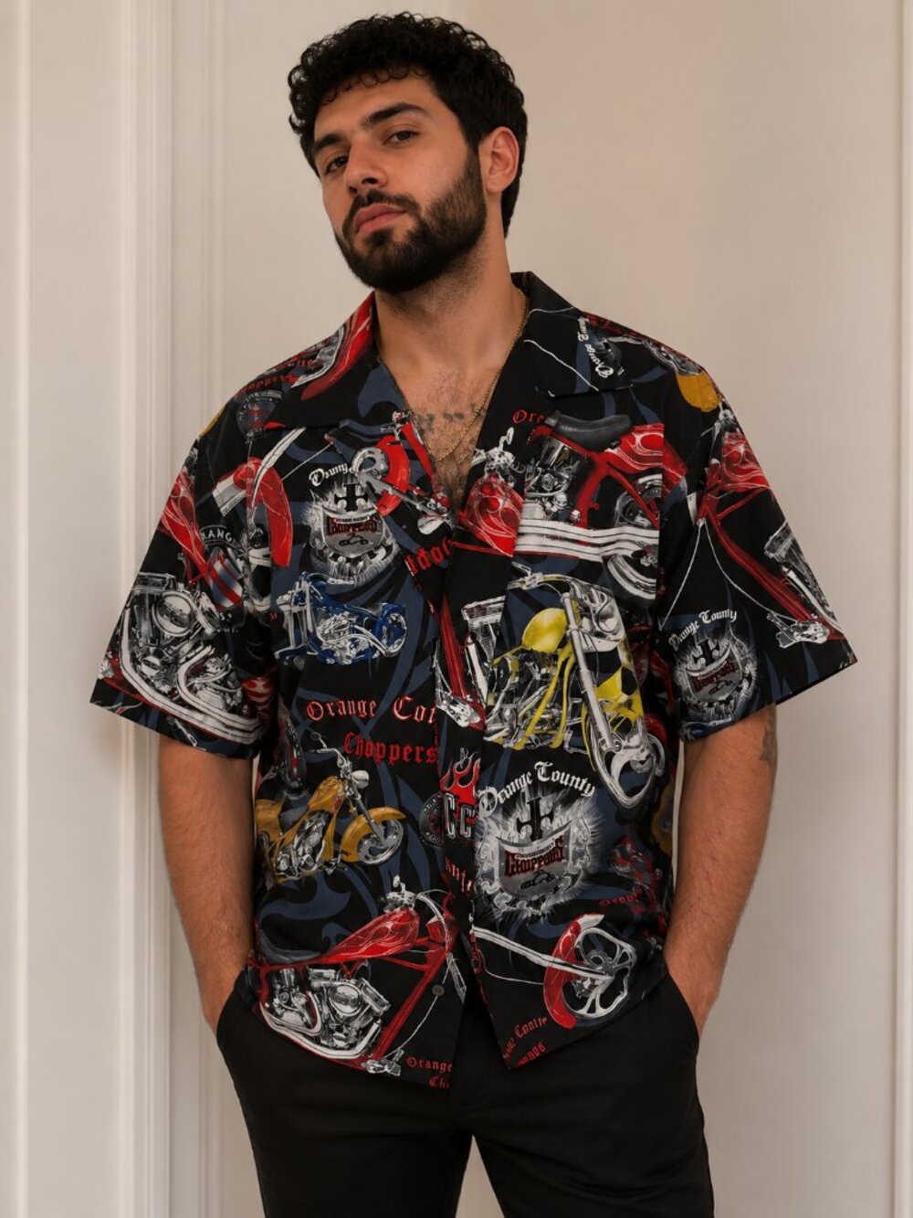 ORANGE COUNTY CHOPPERS Men's Black Motorcycle Shirt